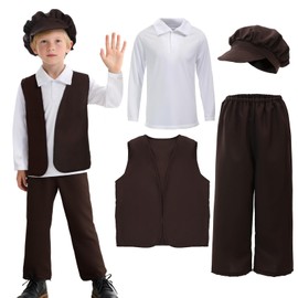 ZZXIAOJIE Victorian Boy Costume Kids Colonial Outfit Newsies Pioneer Chimney Sweep Costume for Plays Parties and Playtime