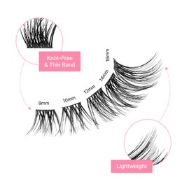 VieVie Lash Clusters 72pcs DIY Eyelash Extension Lashes, 9-16mm Mix Lash Clusters Natural Look DIY Lash Extension Lashes (Cluster 02)