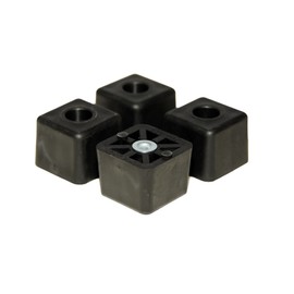 4 Large Cube Square Rubber Feet Bumpers - 1.125 H X 1.500 W - Made in USA Heavy Duty Non Marking for Furniture, Tables, Chairs, Desks, Benches.