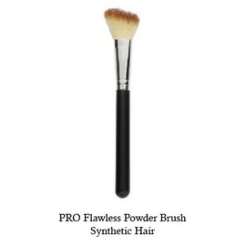 Tootloo Professional High PRO Flawless Powder Brush 2-Tone (Off-White and Light Brown) synthetic bristles 7" Black Wooden Handle. For eye shadow, blush, powder, foundation, and lips. (Black)