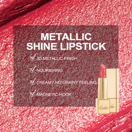 OULAC Metallic Shine Glitter Lipstick Set, Nude High Impact Lipcolor, Lightweight Soft and Ultra Hydrating, Long Lasting, Vegan 05+25