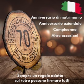 DARO Design - Wooden Disc - 70 Years - Size 20 cm - Gift for Anniversary, 70th Birthday, Anniversary - Congratulations