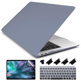 Dongke MacBook Air 13 inch Case 2020 2019 2018 Release Model: A2337/A2179/A1932, Rubberized Frosted Matte Hard Shell Cover Case for MacBook Air 13.3 inch with Retina Display Touch ID - Lavender Gray