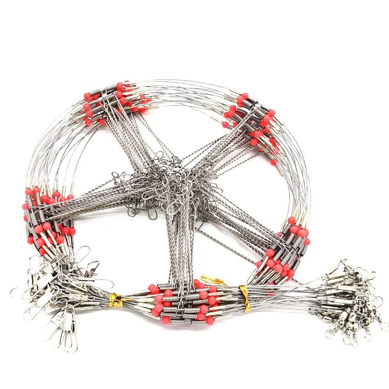 10Pcs Wire Trace Leader Rig Stainless Steel 5 Arm Fishing