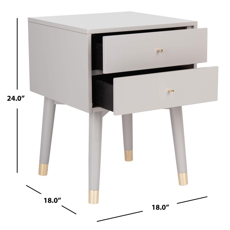 Safavieh Home Lyla Mid-Century Retro Grey and Gold 2-drawer Nightstand