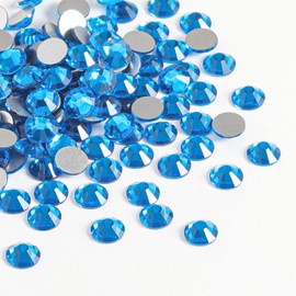 Beadsland 2880pcs Flat Back Crystal Rhinestones Round Gems for Nail Art and Craft Glue Fix,Capri Blue,SS3,1.2-1.4mm