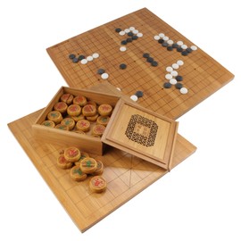 BambooMN Premium Bamboo Chinese Chess & Go Reversible Game Board