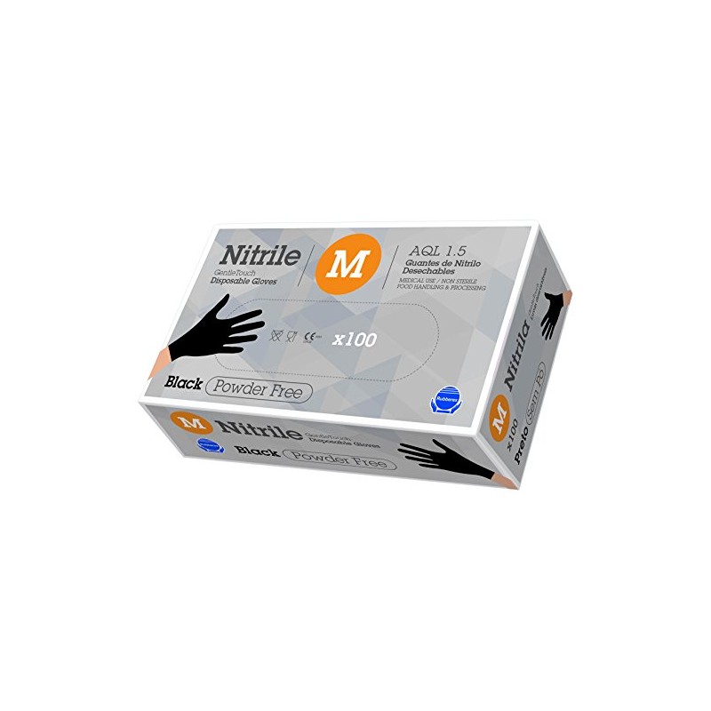 Gentle Touch 0645 Glove Disposable Nitrile, Size M, Black