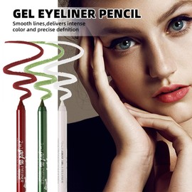 White, Green and Red Gel Eyeliner Pencil Set, Waterproof and Smudge-Resistant Long-Lasting Eye Liner Pen, Waterline Eye Liners with Sharpener for Precise Eye Makeup
