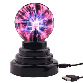 3 Inch Plasma Ball, Battery or USB Powered Magic Plasma Ball Lamp, Touch Sensitive Interactive Plasma Lamp Nebula Sphere Globe, Electric Ball Novelty Light for Christmas Party Bedroom Home Decoration