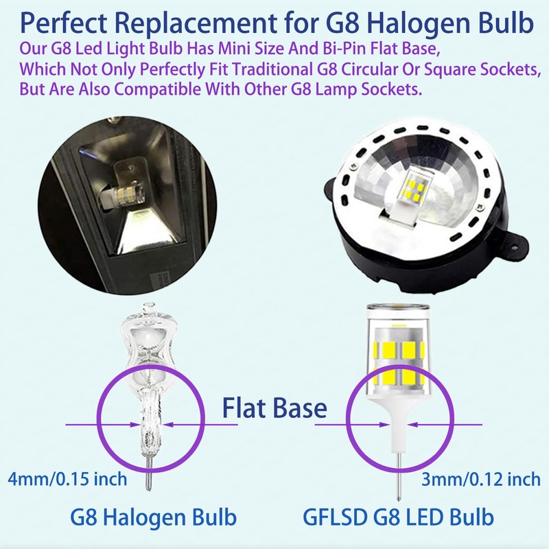 (10Pack)G8 Led Bulbs,T4 3W Replacement for 20-25W Halogen Bulb,Daylight White