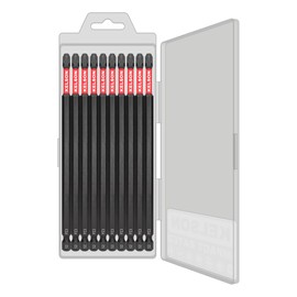 KELSON Impact Rated PZ3 Screwdriver Bits, 150mm Length, S2 Steel, 1/4" Universal, 10-Pack with Storage Case
