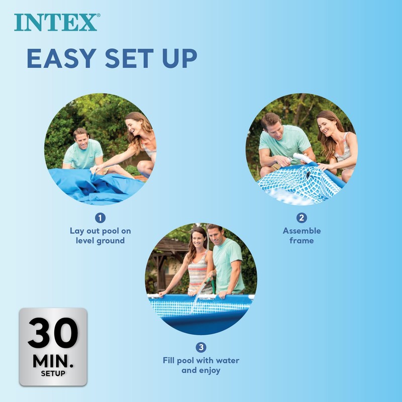 INTEX Intex Above-Ground Swimming Pool, Rectangular Frame 8.5ft x 26in,