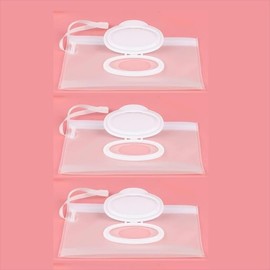 3Pcs Baby Wipe Case Travel Holder Keeps Wipes Moist Set of Wet Diaper Wipes Holders Cases Portable Travel On The Go Refillable Dispenser Container Waterproof Wipe with Sealed Diapering(White)