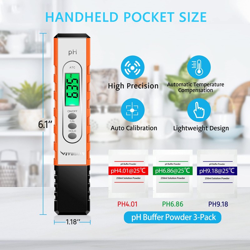 VIVOSUN PH Meter Digital PH Tester Pen 0.01 High Accuracy