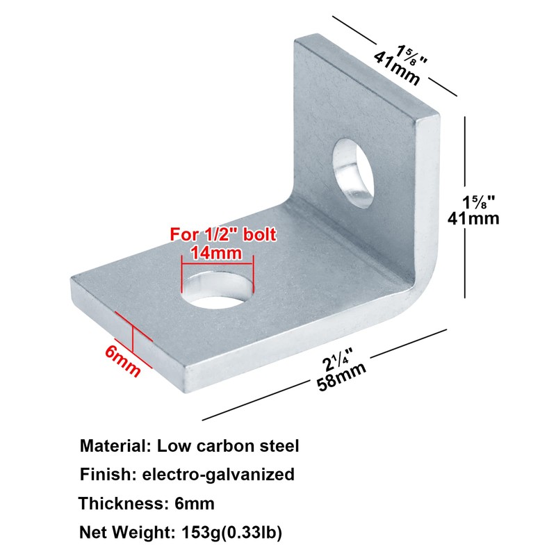 heneng 2 Hole 90 Degree Fitting for 1-5/8" Strut Channel,