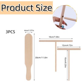 Heanvmyss Crepe Spreader and Spatula Kit,3 PCS Pancake Spreader Tool,Crepe Stick,T Shape Wooden Batter Spreaders,Pancake Making Tools for Home Kitchen Cooking Baking