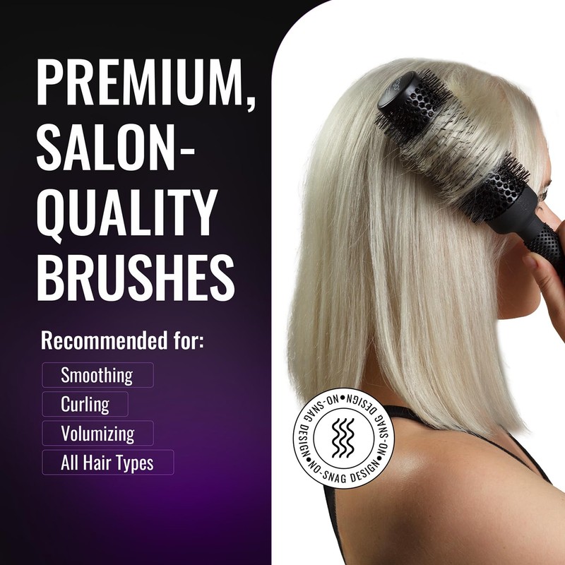 Ergo Ceramic Ionic Round Brush for Blow Out - Salon