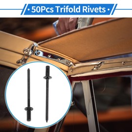 VekAuto 50 Pcs Dome Head Closed Sealing Rivets 3mm Grip Diameter 8mm Grip Length 6mm Flange Diameter Repairing Tool Assortment Kit Iron Black