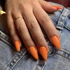 Orange Press on Nails Medium Stiletto Almond,KQueenest Glossy Acrylic Nails