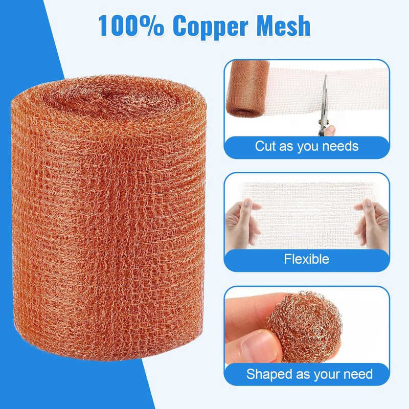 Copper Mesh, 5" x 100 Feet, Double Layer Pure Copper