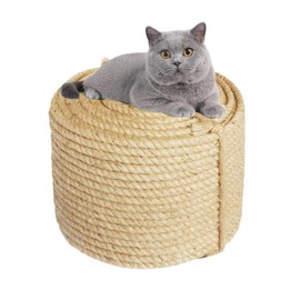 Mouhiv Sisal, Jute Rope for Repairing and Replacing Cat Scratching Posts, 100% Natural Braided Craft Cord for DIY Kittens, Scratching Kicker Toy, Home Office Garden Decoration, Recycling