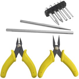 XINMEIWEN 9 Pieces Metal Model Tool Sets DIY Metal Model Kits 7 Pieces Cylinder Cone Shape Bending Assist Tools and 2 Pieces Mini Flat Needle Pliers for DIY 3D Metal Puzzle Model Assembly