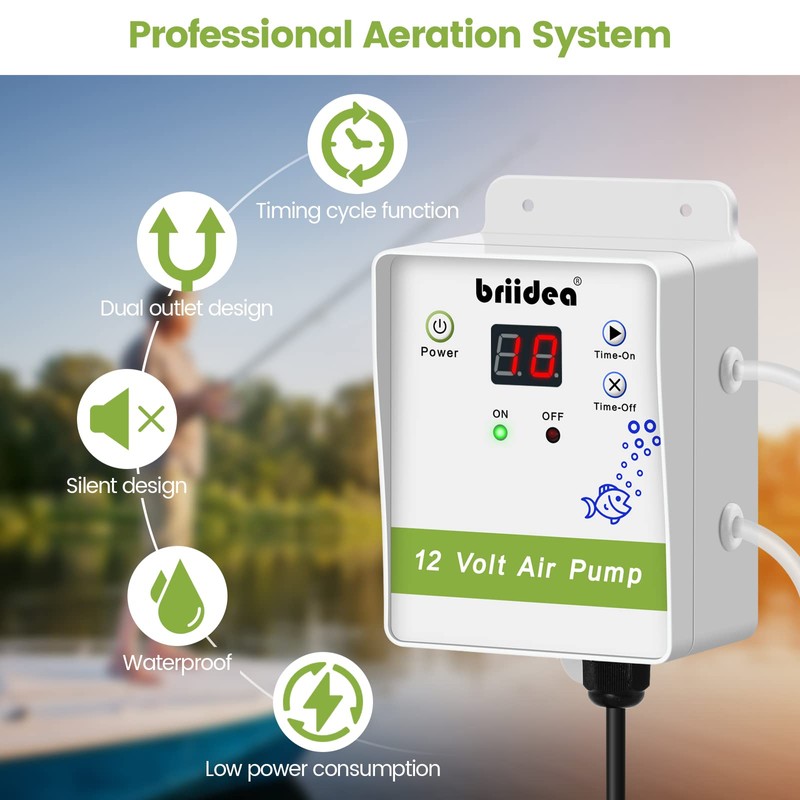 Aerator for Bait Bucket, Briidea 12 Volt Livewell Aerator Pump