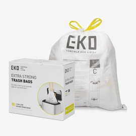 EKO Bolsas de Basura Tamaño C. 10-15 Litros. 80 unidades Caja dosificación fácil. Compatible con bote de basura EKO, uso en cocina, doméstico, extrafuertes, con cordón