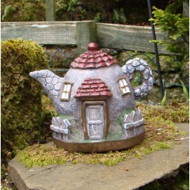 Pixieland 956428 Secret Fairy Teapot Palace | Miniature Garden Decor | 17 X 11 X 13.5cm | 1pc. Accessory, Grey