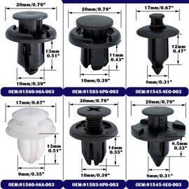 XUKEY 180Pcs Auto Fastener Plastic Push Pin Rivets Trim Panel Clips Bumper Wheel Arch Fender Retainer for Honda Civic Accord CR-V Jazz Car Repair Replacement Universal