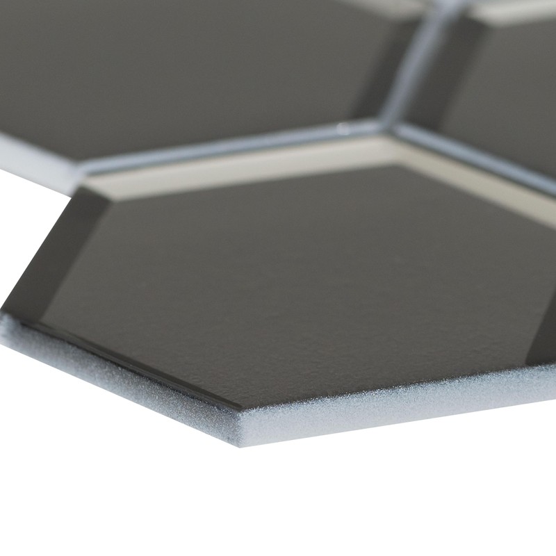 MSI Metallic Gray Beveled Glossy Hexagon Glass Tile for Kitchen