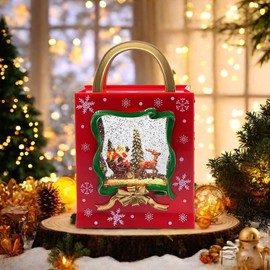 Christmas Decorations Lantern, Christmas Snow Globe Lantern with 8 Christmas Music Pieces for Children