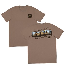 John Deere Mens Masked Mountain Short Sleeve Tshirt in Savana Brown (US, Alpha, Small, Regular, Regular, Savana Brown)