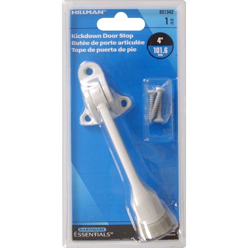 The Hillman Group 851342 4-Inch Kickdown Door Stop, White