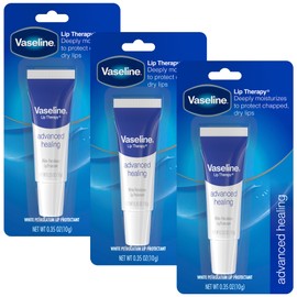 Vaseline Vaseline Lip Therapy Advanced Healing Lip Balm Tube 3-Pack C White Petroleum Lip Protectant, 0.35 Oz Ea