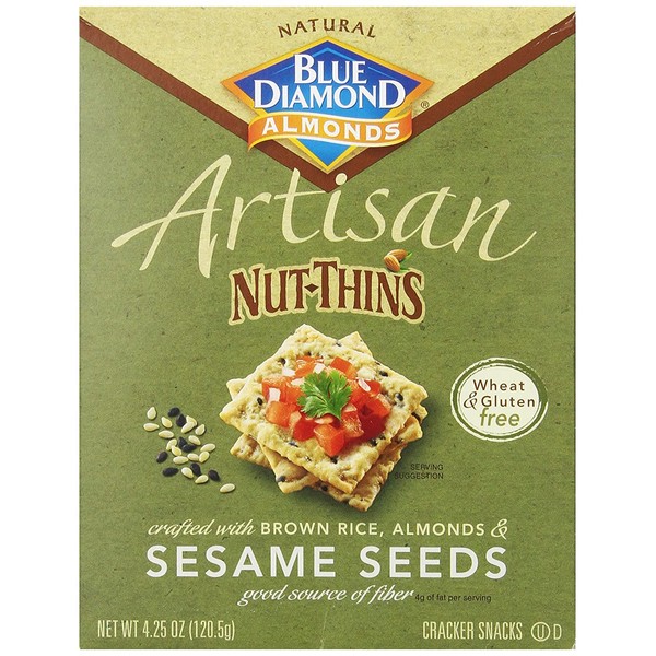 Blue Diamond Almonds Artisan Nut Thins Cracker Crisps, Sesame Seeds, 4.25 Ounce