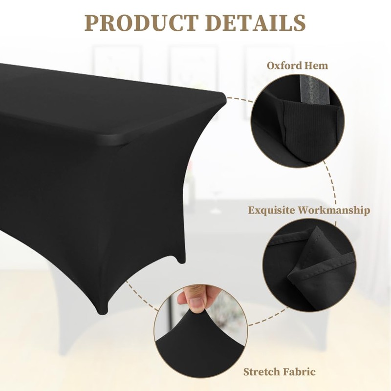AMFUN Spandex Tablecloth, 1 Piece 6 ft Stretch Tablecloth, Rectangular