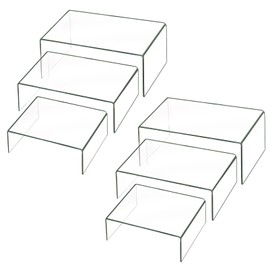 ADColor 5PCS Clear Acrylic Display Risers,Showcase Shelf for Figures, Buffets, Cupcakes and Jewelry Display Stands, with Sticky Protective Film