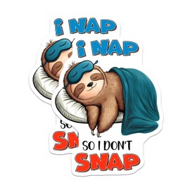 (2 Pack) Sleeping Sloth Stickers - Funny Animal Stickers - Cute Sloth Lover Stickers 5" On Longest Side - Sticks to Smooth Flat Surfaces - Made in USA - BMCS12504