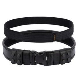 Dotacty Basketweave Duty Belts Police Law Enforcement Sheriff Security Work 2" Outer Belt w/Loop Liner Tri-Release Buckle 4 Keepers 1.5" Hook Underbelt XXXL