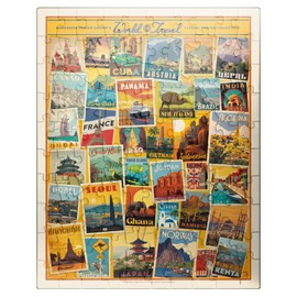 MyPuzzle World Travel: Collage Print, Vintage Poster - Premium 100 Piece Jigsaw Puzzle for Adults