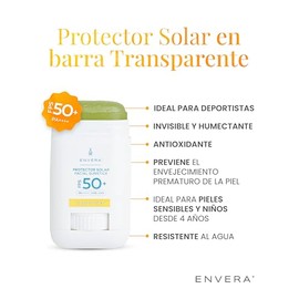 ENVERA | Kit "En mi bolsillo" Protector en Barra Invisible FPS 50 + Protector Solar Facial en Barra con Color para Mejillas Párpados y Labios | Bloqueador Solar Facial con Color