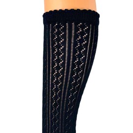 BF Souvenirs Elegant Long Women's Costume Knee Stockings Dirndl Stockings Traditional Stockings Crochet Look Black - Hand-Linked Lace - Wedding Oktoberfest Traditional Party Folk Festival Traditional