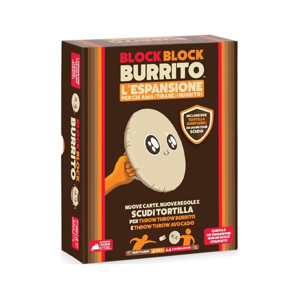 Asmodee - Block Block Burrito, Expansion for Board Game Throw Burrito and Throw Throw Avocado, 2-6 Players, 7+ Years, Italian Edition