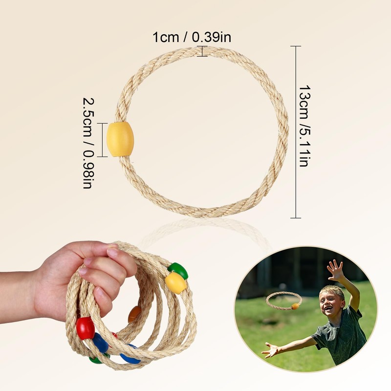 Kasoud Quoits Games Set, 8PCS Quoits Ropes Ring Toss Games,