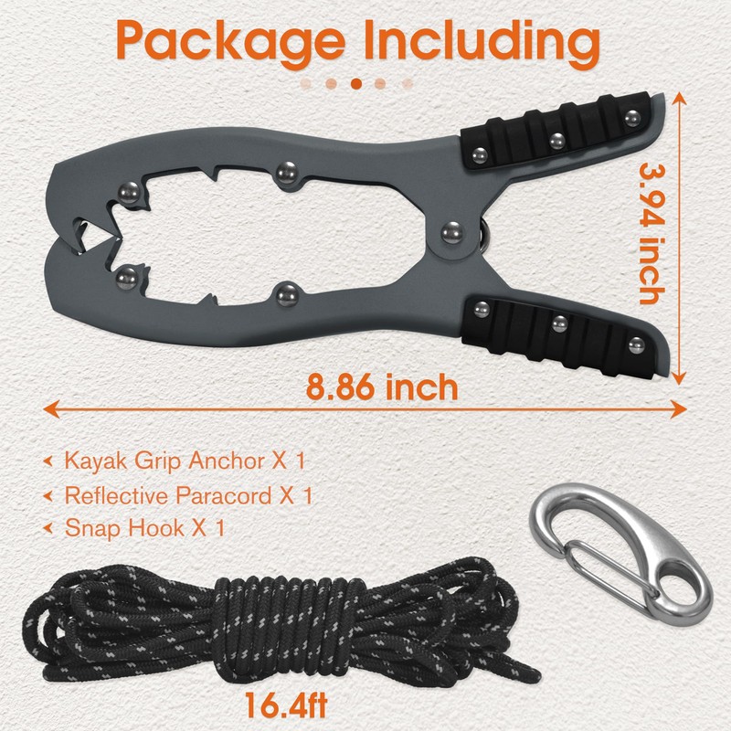 Antidious Kayak Brush Gripper, Kayak Anchor Grip with 16.4ft Paracord