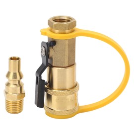 RV Propane Shut-off Valve, Gas Quick Connect Fitting, 1/4" Gas Quick Release Adapter with Shut-off Valve for Camping Stoves, BBQ Connectors and Hoses