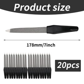 20 Pcs Metal Nail File,Double Sided Stainless Nail Files Buffer for Toenail with Anti Slip Handle,Multifunction Tools for Natural Nails,Suitable for Coarse and Fine Grit Shaping and Styling Nails
