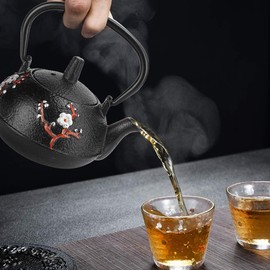 Cast Iron Teapot Cast Iron Teapot Japanese Tetsubin Kettle Set Imitation Japanese Uncoated Magpie Plum Blossom Gift Decoration 0.3L